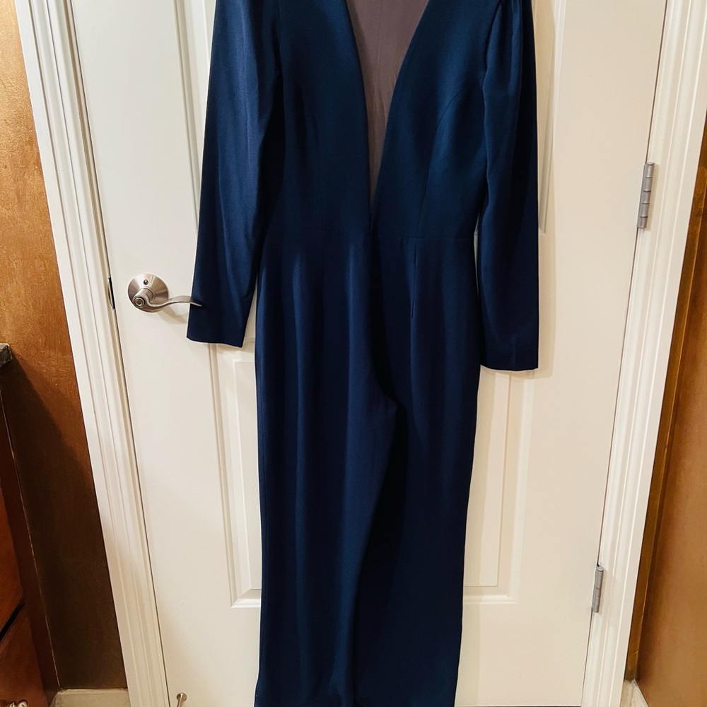 Elegant Navy Blue Long Sleeve Jumpsuit